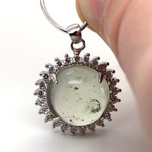 Prehnite 13.82ct White Gold Solid Silver Pendant